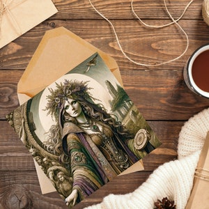 Morgan Le Fay - Cartão artístico em branco, folclore da lenda do Rei Arthuriano, ideal para bruxas e pagãos