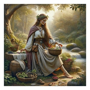 Eir, Norse Goddess of Healing, Digital Art Print, Wall Decoration, Vintage Mythology Illustration