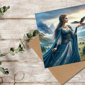 Carte de voeux Frigg, déesse nordique de la sagesse et de la maternité - Carte de voeux vierge à l'intérieur, cadeau pour fan de mythologie nordique