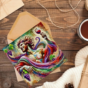 Dioniso, dio greco del vino e del piacere, biglietto d'auguri - Arte astratta impressionista, vuoto all'interno - Perfetto per la festa del papà o per i compleanni