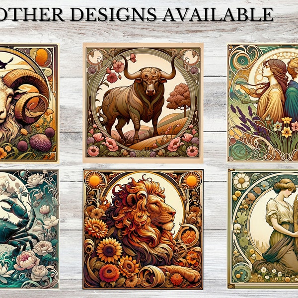 Art Nouveau Zodiac Birthday Cards Inspired by Alphonse Mucha - Set of 12 or Individual  Cards. Greeting Card or Gift for Astrology Fan