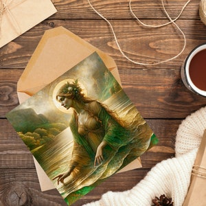 Die Herrin vom See - Künstlerische Grusskarte, Artus-Legende und heidnische Mythologie, ideal für Hexen und Heiden