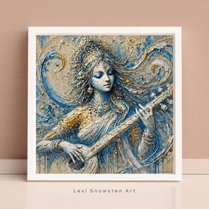 Saraswati, Hindu Goddess of Wisdom, Learning, and the Arts – Indian Goddess Digital Art Print, Spiritual Wall Art