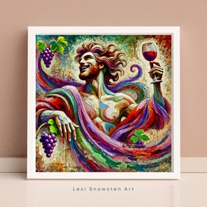 Dionysus, Digital Art Print - Greek God of Wine and Pleasure, Artwork in an Impressionist Abstract Style, Wall Decoration, Boho Wall Art