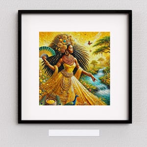 Afrikanische Orisha Götter und Göttinnen Giclée Druck - Oshun, Olodumare, afrozentrische digitale Kunst Druck, spirituelle Wandkunst aus der Yoruba Mythologie