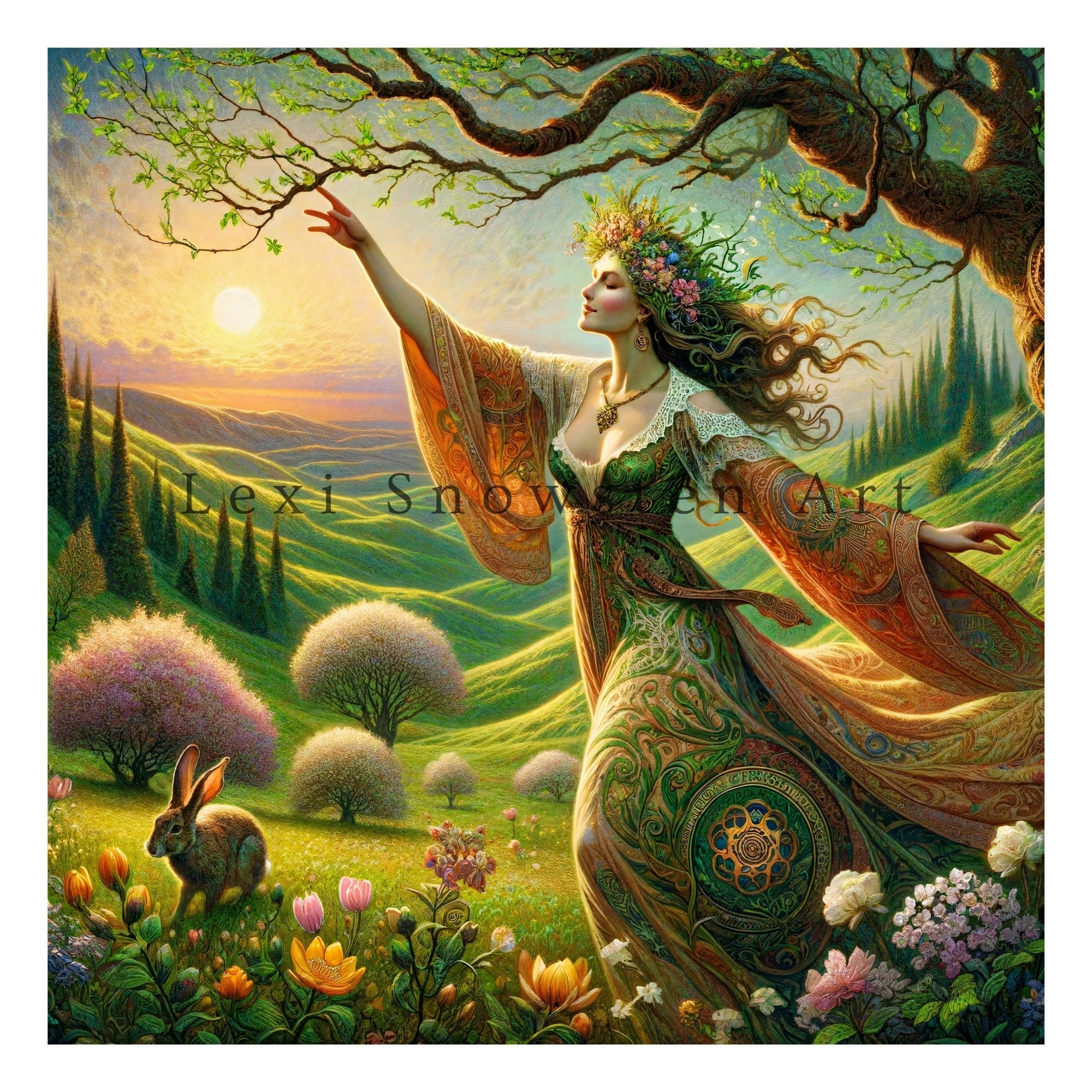 Eostre, Mythical Goddess of Ostara: Spring, Dawn, and Renewal, Digital ...