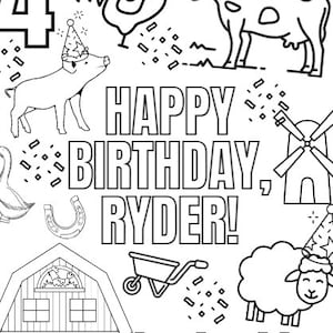 Farm Customized Birthday Party Coloring Pages