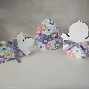 Wooden Easter Fun Floral Decorative Set | Set of 3 | Decorative | Chick, Carrot, Egg