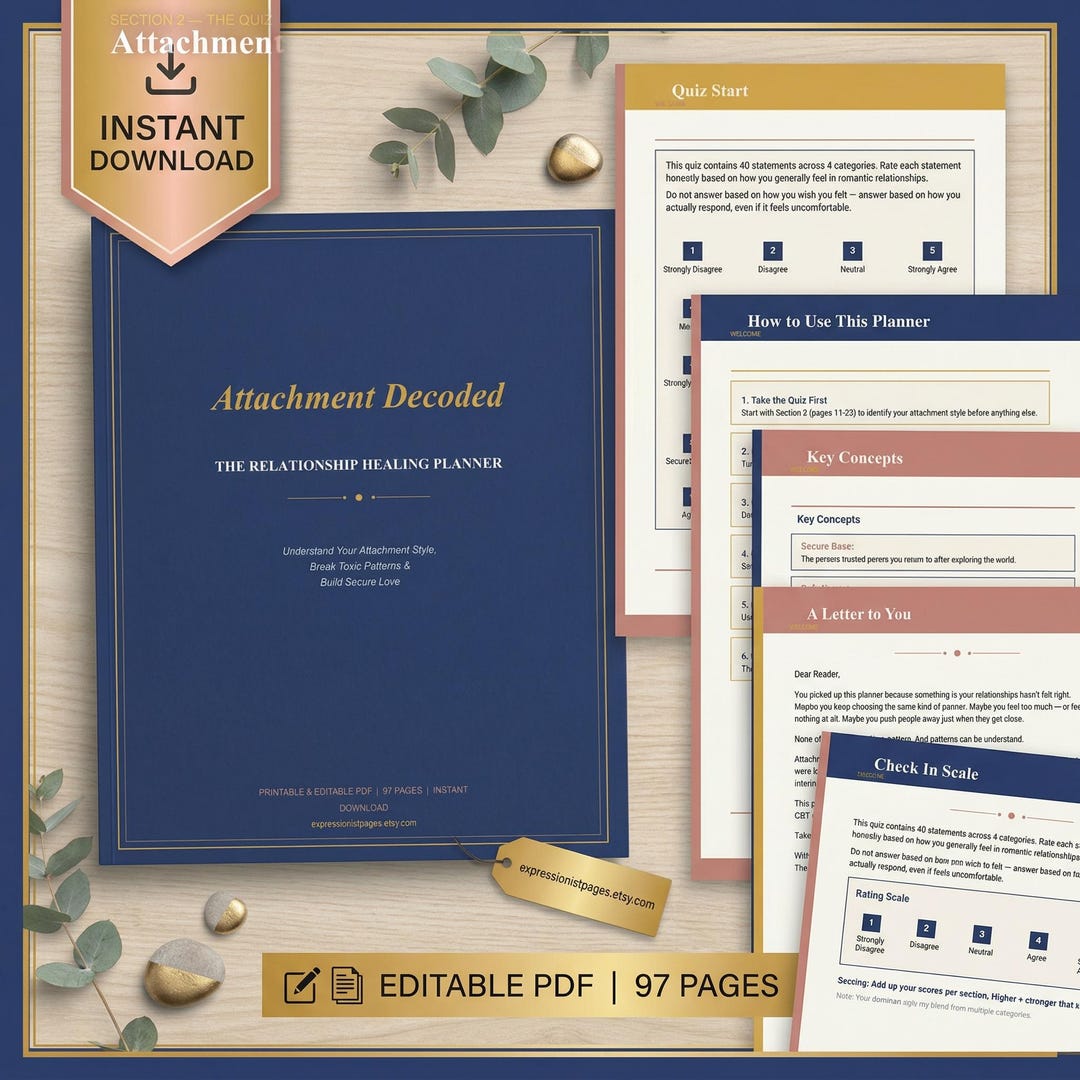 Attachment Style Planner Printable | Relationship Healing Workbook PDF ...