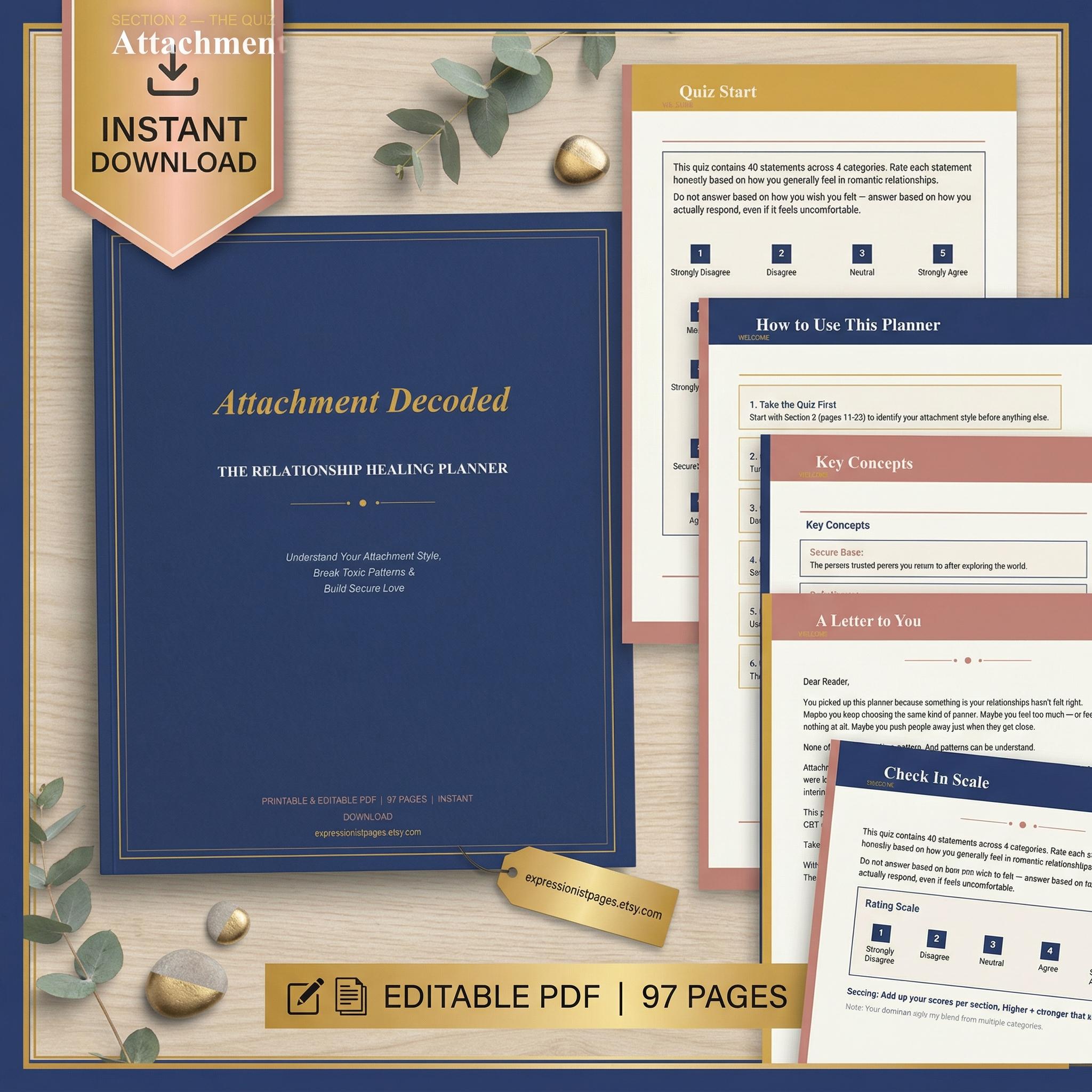 Attachment Style Planner Printable | Relationship Healing Workbook PDF ...