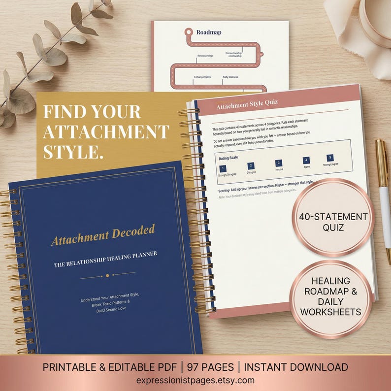 Attachment Style Planner Printable | Relationship Healing Workbook PDF ...