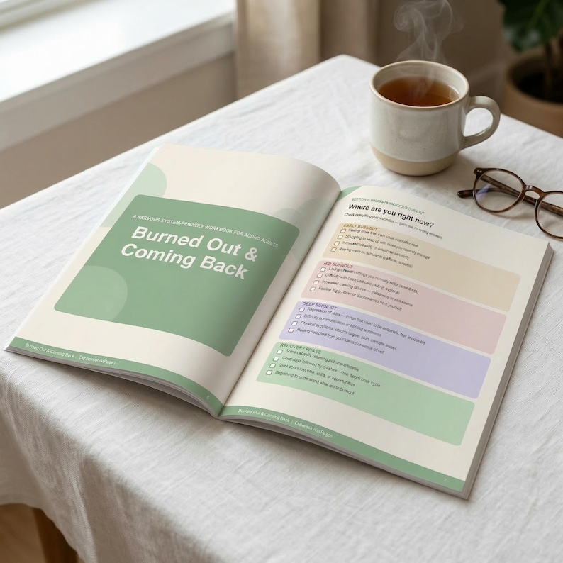 AuDHD Burnout Recovery Workbook Printable | Nervous System Reset for Autistic ADHD Adults | Shame-Free Mental Health Journal PDF |
