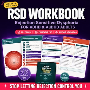RSD Workbook Printable | Rejection Sensitive Dysphoria Journal for ADHD & AuDHD Adults | Emotion Tracker PDF Instant Download