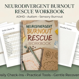 ADHD Mental Health Workbook | Burnout Recovery Journal for Neurodivergent Adults | Autism Self-Regulation Printable PDF | Instant Download