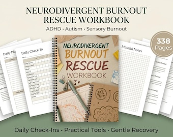 ADHD Mental Health Workbook | Burnout Recovery Journal for Neurodivergent Adults | Autism Self-Regulation Printable PDF | Instant Download