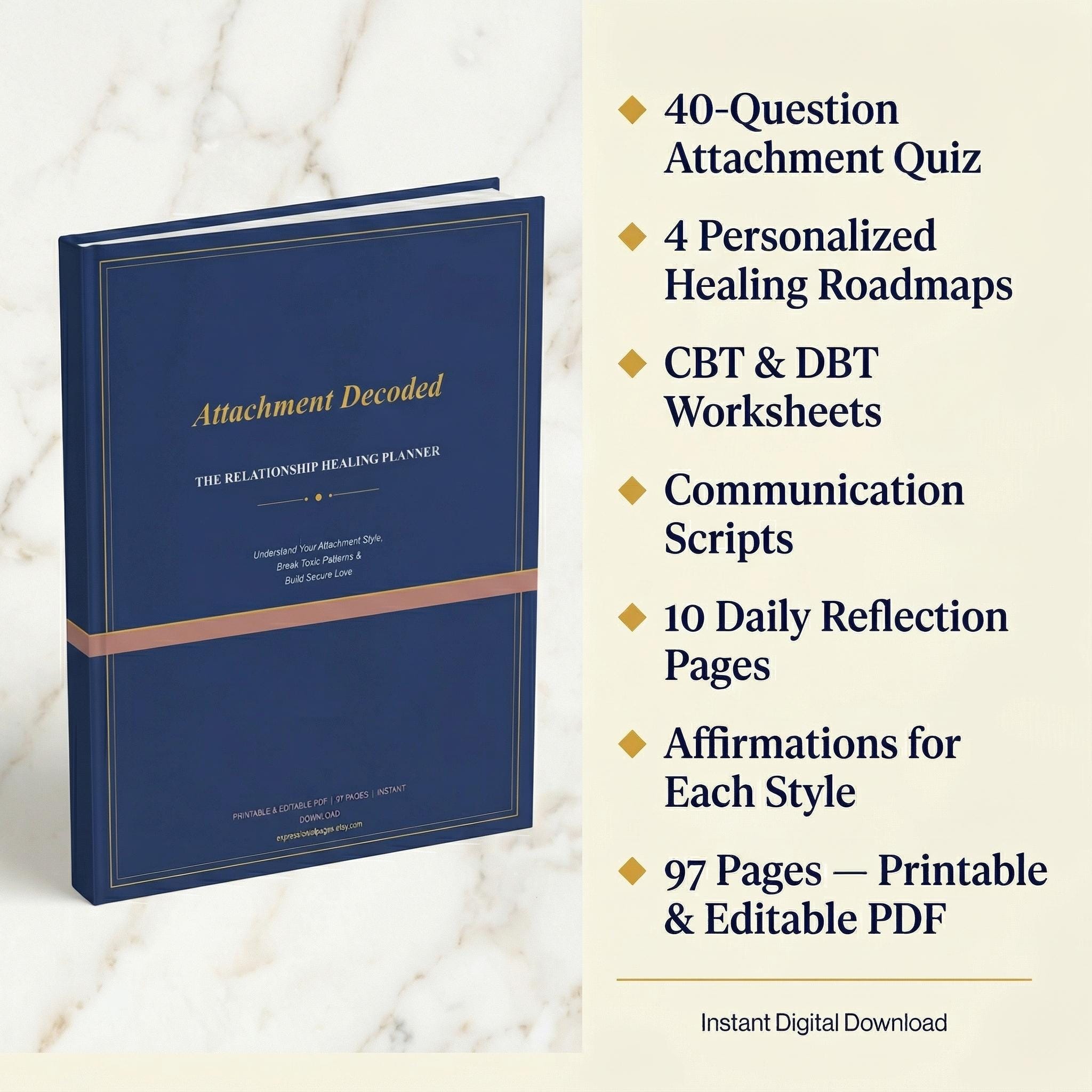 Attachment Style Planner Printable | Relationship Healing Workbook PDF ...