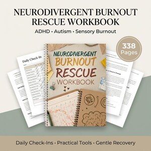 ADHD Mental Health Workbook | Burnout Recovery Journal for Neurodivergent Adults | Autism Self-Regulation Printable PDF | Instant Download