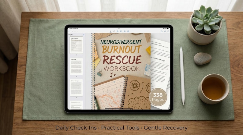 ADHD Mental Health Workbook | Burnout Recovery Journal for Neurodivergent Adults | Autism Self-Regulation Printable PDF | Instant Download