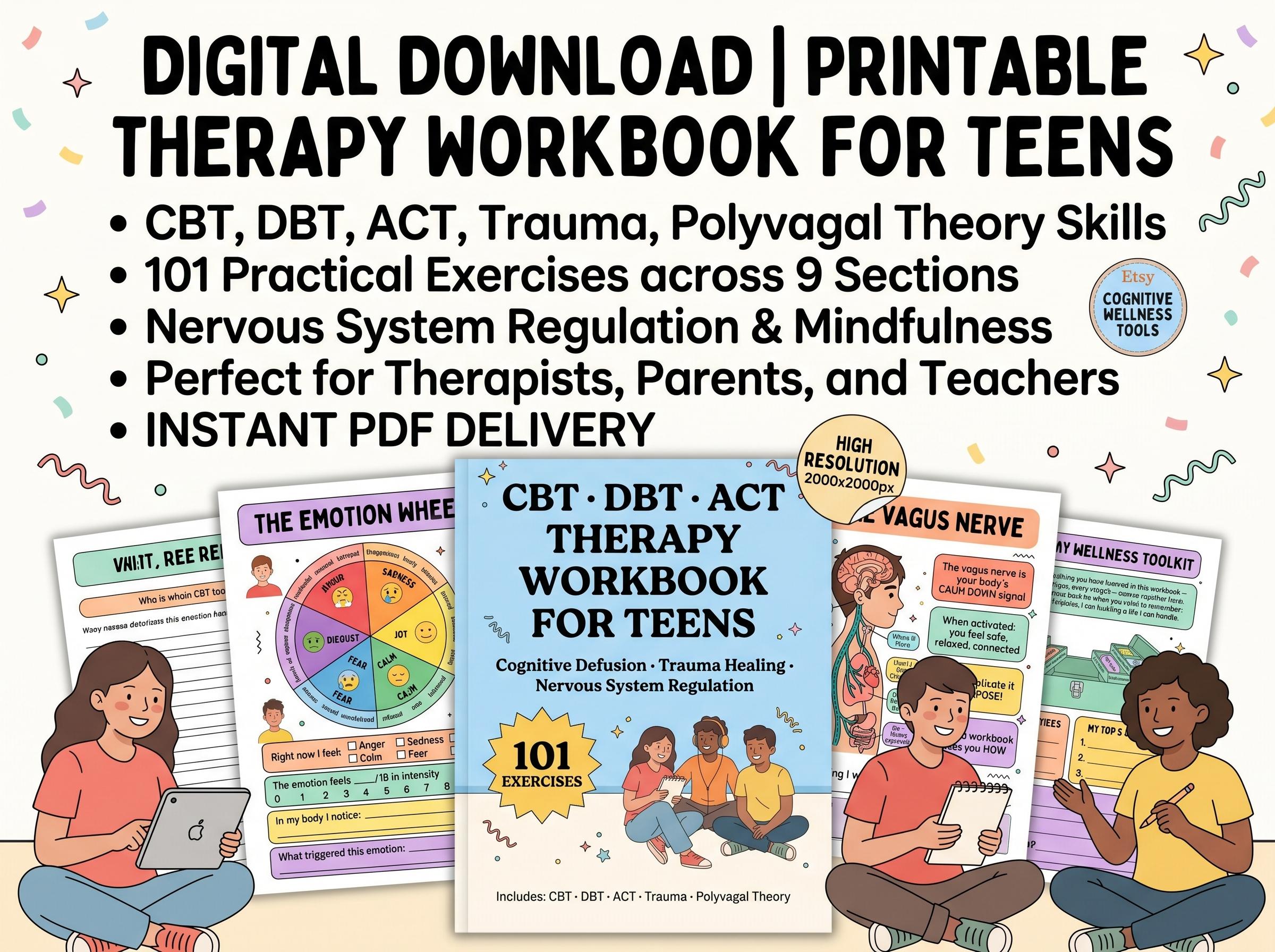 Cognitive Diffusion Worksheets.pdf CBT DBT ACT Workbook Teens | Polyvagal Theory, Cognitive Defusion ...