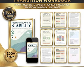 ADHD Medication Tracker Printable | Symptom Log & Transition Workbook for Neurodivergent Adults | Medical Organizer PDF Instant Download