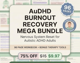 AuDHD Burnout Recovery Workbook Printable | Nervous System Reset for Autistic ADHD Adults | Shame-Free Mental Health Journal PDF |
