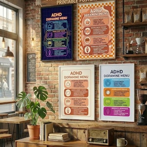 ADHD Dopamine Menu Printable | Executive Dysfunction & Burnout Tool | Neurodivergent Decor Therapy Office  Self-Care PDF Instant Download