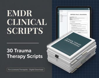 EMDR Scripts Bundle for Therapists | 8 Phase Trauma Therapy Resources | EMDR Practitioner Workbook | Digital Download | Counseling Tools