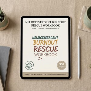 ADHD Mental Health Workbook | Burnout Recovery Journal for Neurodivergent Adults | Autism Self-Regulation Printable PDF | Instant Download