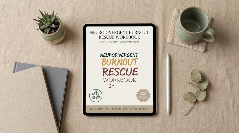 ADHD Mental Health Workbook | Burnout Recovery Journal for Neurodivergent Adults | Autism Self-Regulation Printable PDF | Instant Download