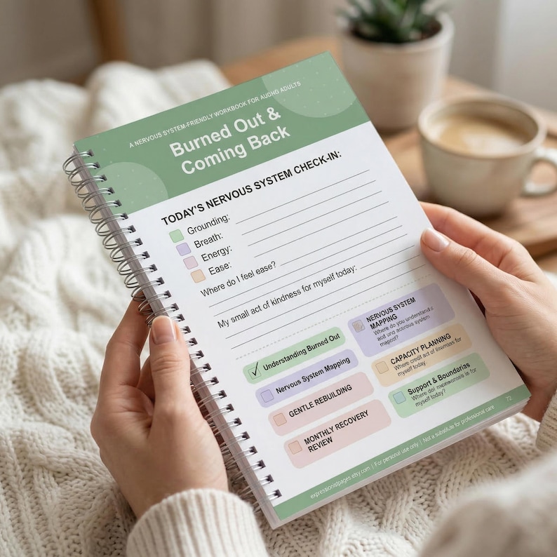 AuDHD Burnout Recovery Workbook Printable | Nervous System Reset for Autistic ADHD Adults | Shame-Free Mental Health Journal PDF |