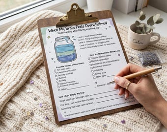 ADHD Overwhelm Worksheet Printable | Emotional Regulation Therapy Tool | Executive Dysfunction Support | Mental Health Workbook Page