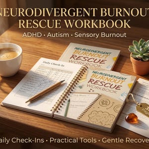 ADHD Mental Health Workbook | Burnout Recovery Journal for Neurodivergent Adults | Autism Self-Regulation Printable PDF | Instant Download