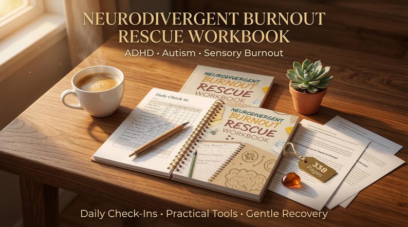 ADHD Mental Health Workbook | Burnout Recovery Journal for Neurodivergent Adults | Autism Self-Regulation Printable PDF | Instant Download