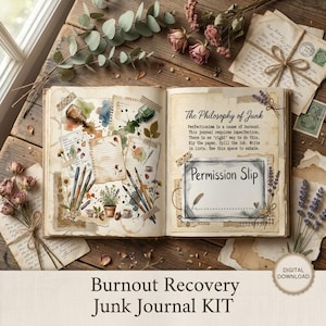 Burnout Recovery Journal Printable | ADHD Neurodivergent Junk Journal Art Therapy PDF | Mental Health Instant Download
