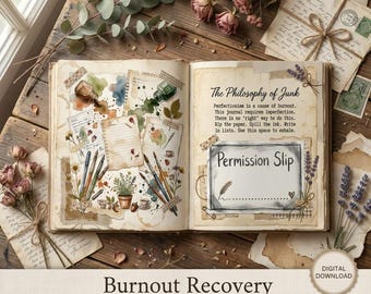 Burnout Recovery Journal Printable | ADHD Neurodivergent Junk Journal Art Therapy PDF | Mental Health Instant Download