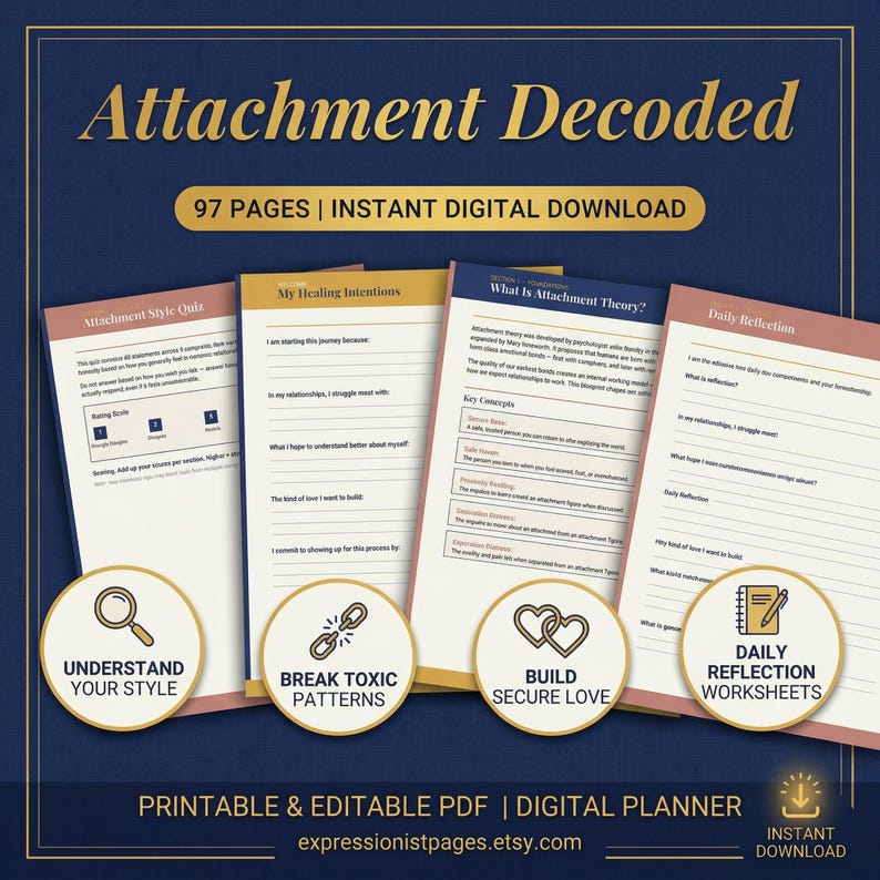 Attachment Style Planner Printable | Relationship Healing Workbook PDF ...