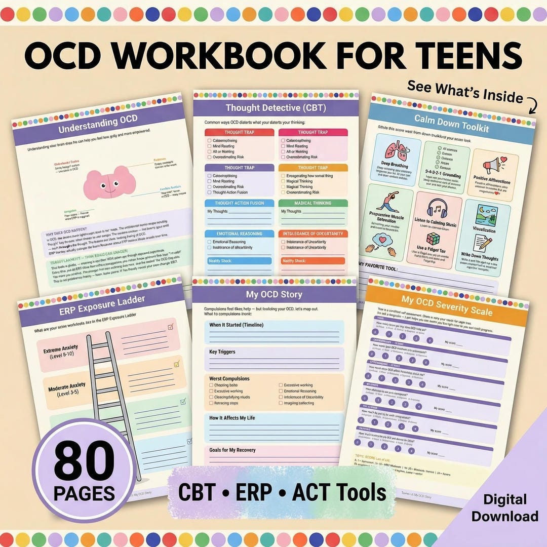 OCD Workbook for Teens Printable | CBT ERP Therapy Worksheets | 60 ...