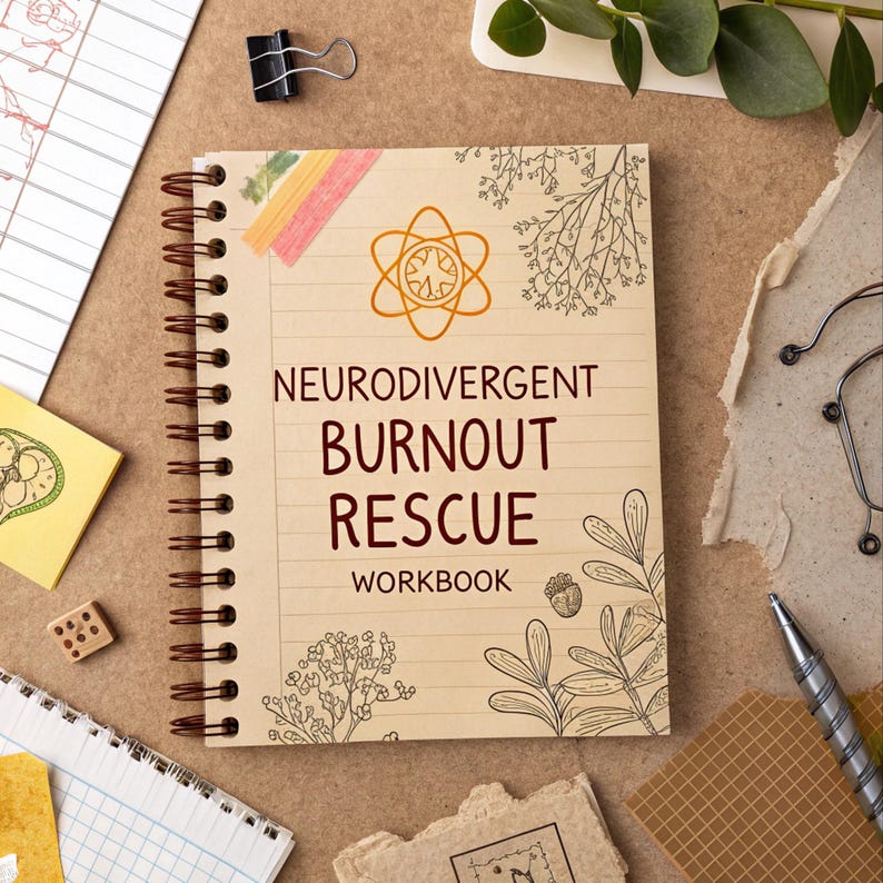 ADHD Mental Health Workbook | Burnout Recovery Journal for Neurodivergent Adults | Autism Self-Regulation Printable PDF | Instant Download