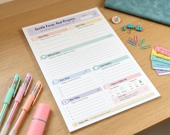 Brain Dump Planner Printable | ADHD Daily Planner Notepad To Do List Gentle Focus PDF Instant Download