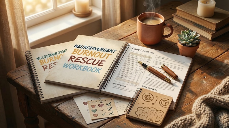 ADHD Mental Health Workbook | Burnout Recovery Journal for Neurodivergent Adults | Autism Self-Regulation Printable PDF | Instant Download