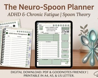 ADHS-Löffeltheorie-Planer | Digitaler Energietracker für neurodiverse Erwachsene | ADHS-Burnout-Tool | Dopamin-Menü | GoodNotes-PDF zum Ausdrucken