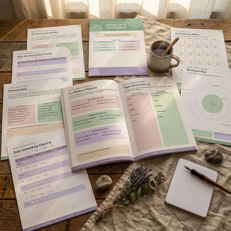AuDHD Burnout Recovery Workbook Printable | Nervous System Reset for Autistic ADHD Adults | Shame-Free Mental Health Journal PDF |