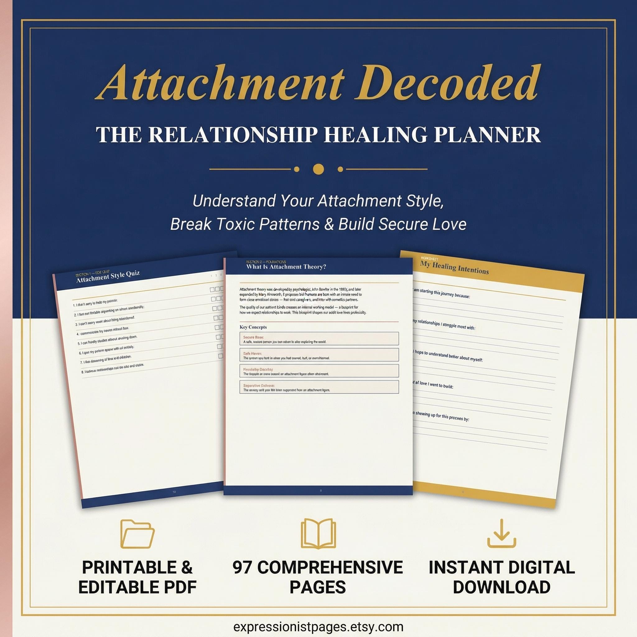 Attachment Style Planner Printable | Relationship Healing Workbook PDF ...