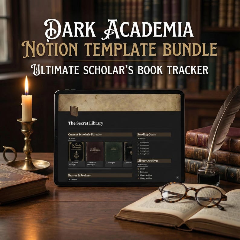 Dark Academia Notion Template Bundle | Student Planner & Scholar ...