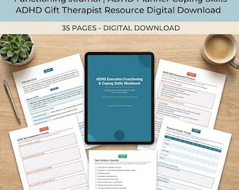 ADHD Workbook for Adults Printable |Executive Functioning Journal | ADHD Planner Coping Skills ADHD Gift Therapist Resource Digital Download
