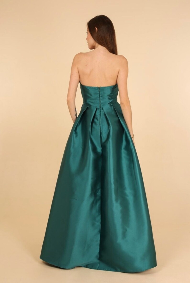 Satin Green Evening Dress Etsy
