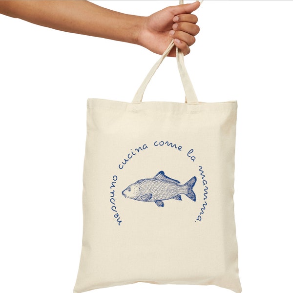 Italian fish quote bag, Tote Bags, cotton bags, canvas bags, Italy design, Italy designer bags, shopping bags, Italian mamma