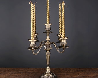 Bougeoirs à 3 à 5 bras, couleur bronze, candélabre en métal | Bougeoir en laiton, design nordique, bougie de méditation, décor industriel