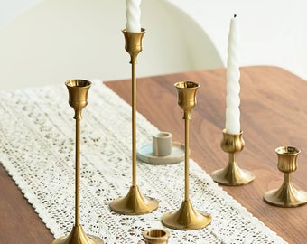 Lot de 3 bougeoirs en bronze, or rose, argent | Ensemble de 3 bougeoirs, décoration de table, décor industriel, design nordique