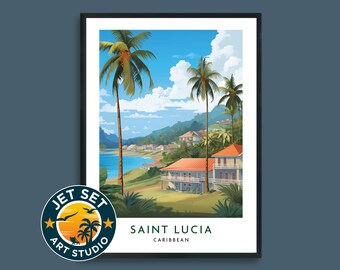 Póster de viaje al Caribe de Santa Lucía, arte mural en lienzo con marco o sin marco, regalo de viaje